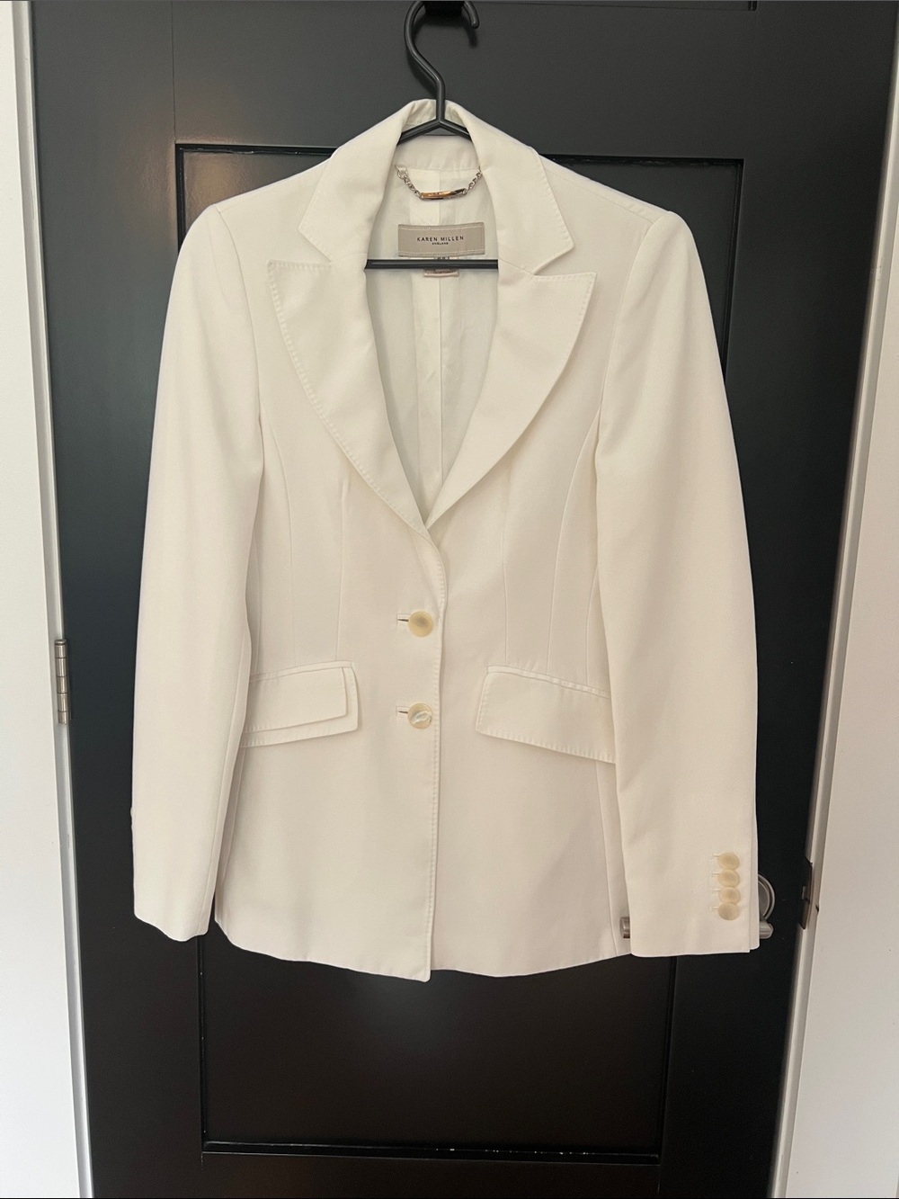 Karen Millen Cream Tailored Single-Breasted Blazer